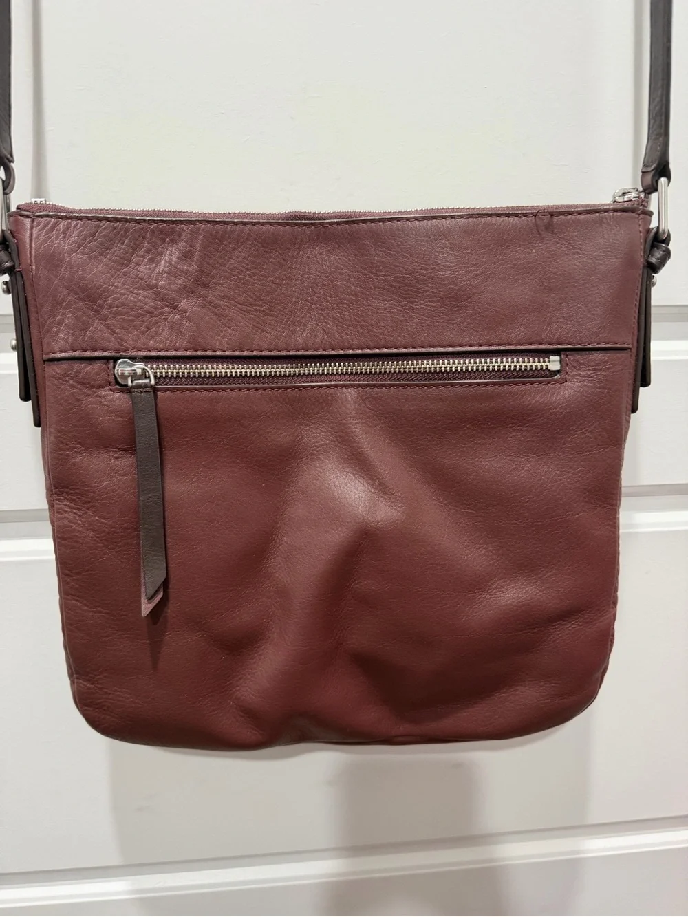 Vera Bradley Maroon Leather Crossbody Messenger Bag